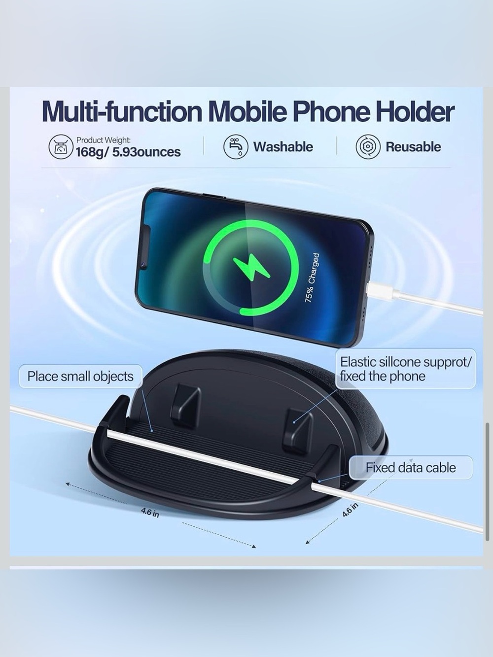 📱NEW Loncaster Universal Black Non-Slip Dashboard Phone & GPS Holder 📱 - Picture 5 of 7